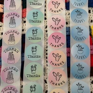 25 Thanks Blooming Cactus Stickers